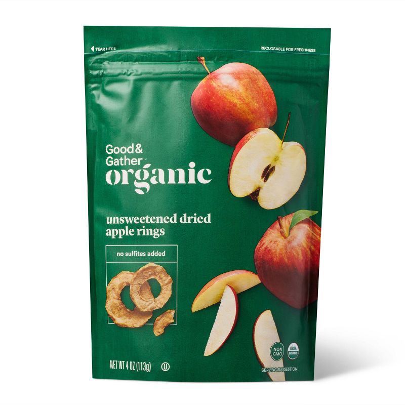 slide 1 of 3, Organic Dried Unsweetened Apple Rings Snacks - 4oz - Good & Gather™, 4 oz