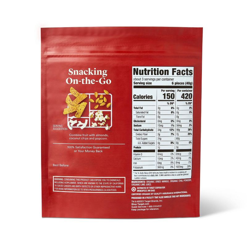 slide 3 of 5, Organic Dried Unsweetened Chili Lime Spiced Mango Snacks - 4oz - Good & Gather™, 4 oz