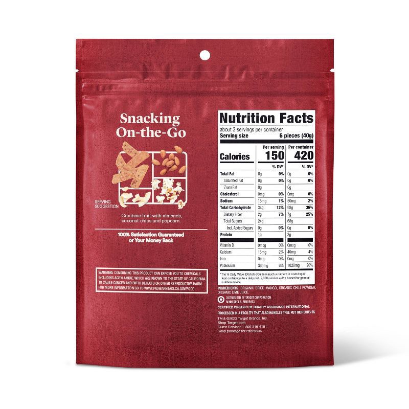slide 4 of 5, Organic Dried Unsweetened Chili Lime Spiced Mango Snacks - 4oz - Good & Gather™, 4 oz