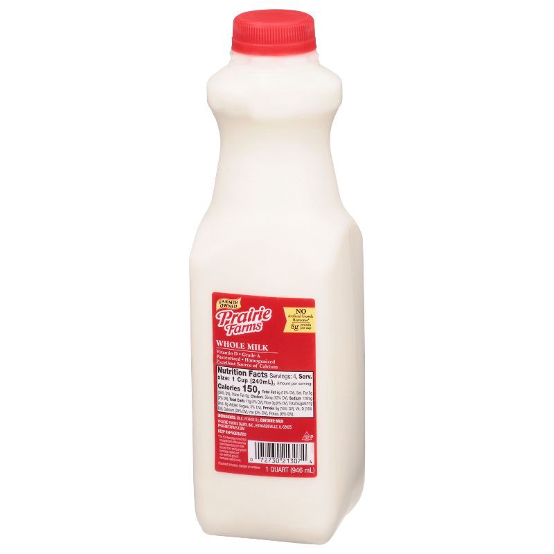 slide 3 of 4, Prairie Farms Whole Milk - 1qt, 1 qt