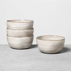 Hearth & Hand with Magnolia 4pk 22oz Stoneware Reactive Glaze Cereal Bowl Set Gray - Hearth & Hand™ with Magnolia: Farmhouse Style, Round Shape, Dishwasher Safe 4 ct, 22 oz