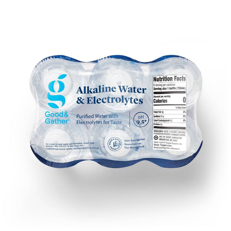 slide 3 of 3, Alkaline Water - 6pk/23.7 fl oz Bottles - Good & Gather™, 6 ct; 23.7 fl oz