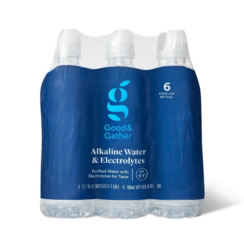 slide 1 of 3, Alkaline Water - 6pk/23.7 fl oz Bottles - Good & Gather™, 6 ct; 23.7 fl oz