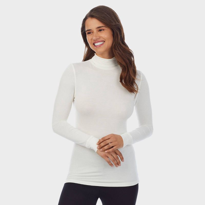 slide 3 of 8, Warm Essentials by Cuddl Duds Women's Smooth Stretch Thermal Turtleneck Top - Ivory S, 1 ct