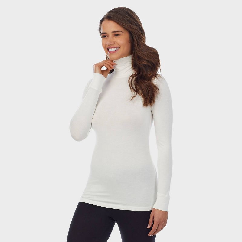slide 2 of 8, Warm Essentials by Cuddl Duds Women's Smooth Stretch Thermal Turtleneck Top - Ivory L, 1 ct