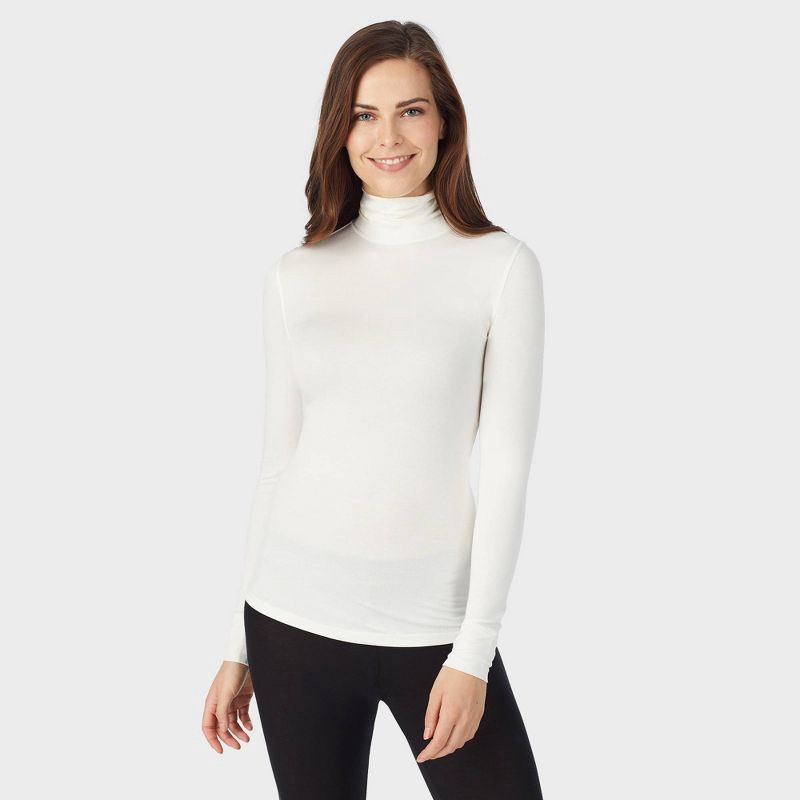 slide 4 of 8, Warm Essentials by Cuddl Duds Women's Smooth Stretch Thermal Turtleneck Top - Ivory XL, 1 ct