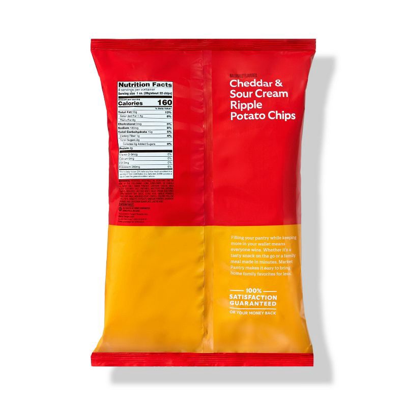 slide 3 of 3, Naturally Flavored Cheddar and Sour Cream Ripple Potato Chips - 8oz - Market Pantry™, 8 oz