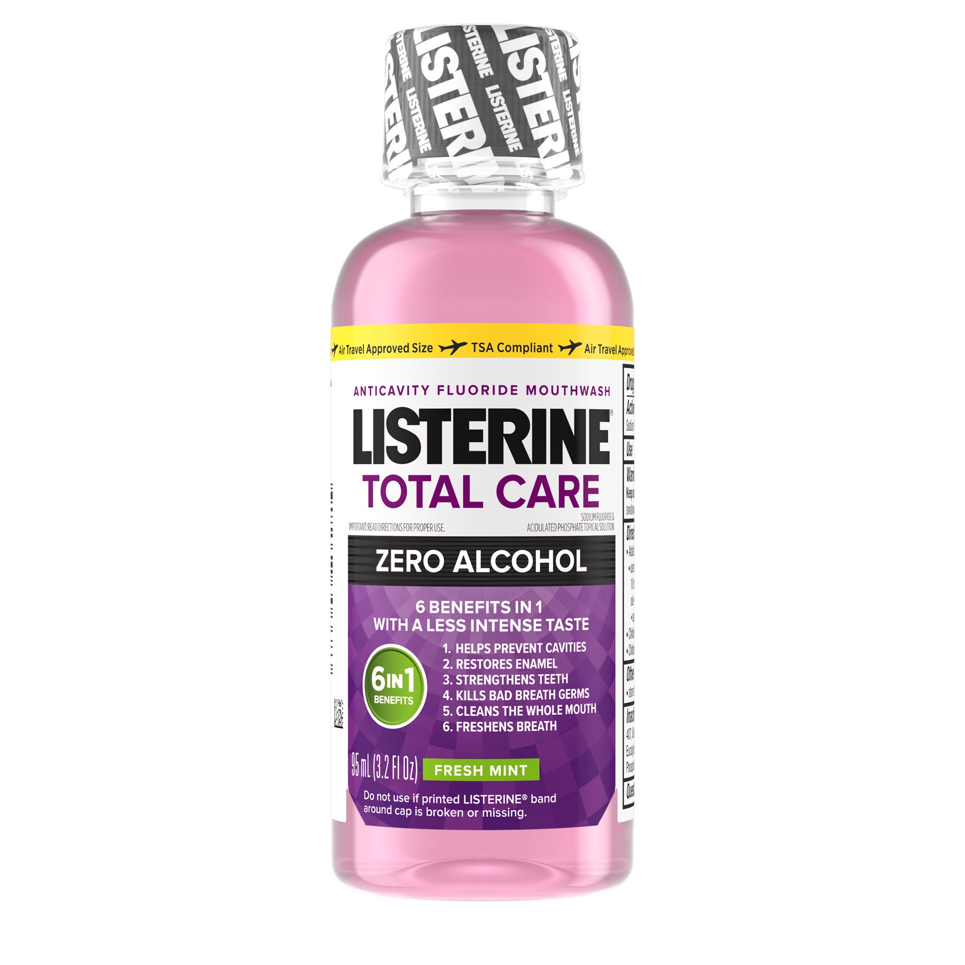 slide 1 of 9, Listerine Total Care Zero Fresh Mint Anticavity Mouthwash Trial Size, 95 ml