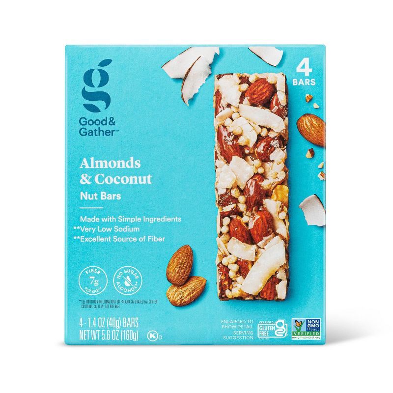 slide 1 of 3, Almonds and Coconut Nut Bar - 4ct - Good & Gather™, 4 ct