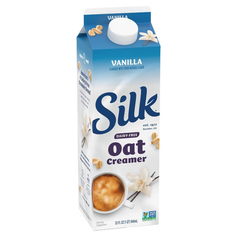 slide 2 of 10, Silk The Vanilla One Dairy-Free Oatmilk Creamer - 32 fl oz (1qt), 32 fl oz, 1 qt