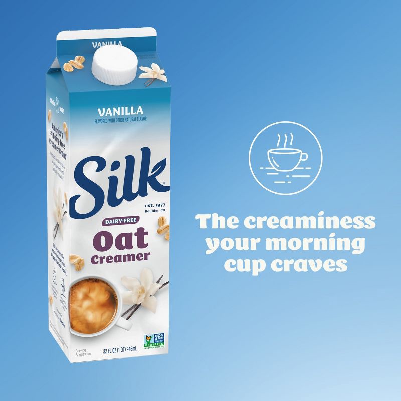 slide 3 of 10, Silk The Vanilla One Dairy-Free Oatmilk Creamer - 32 fl oz (1qt), 32 fl oz, 1 qt