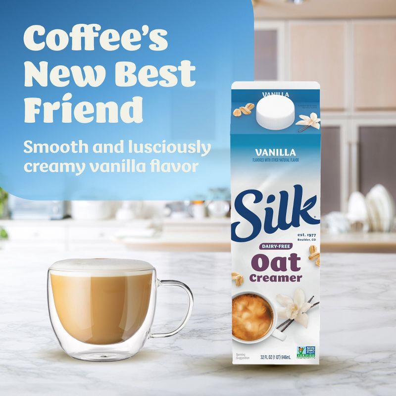 slide 5 of 10, Silk The Vanilla One Dairy-Free Oatmilk Creamer - 32 fl oz (1qt), 32 fl oz, 1 qt