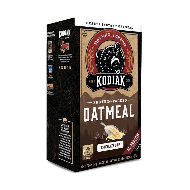 slide 2 of 6, Kodiak Cakes Kodiak Protein-Packed Instant Oatmeal Chocolate Chip - 6ct, 6 ct