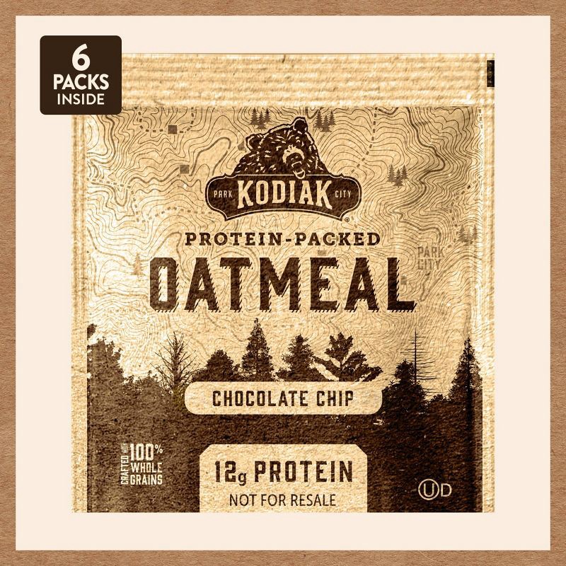 slide 3 of 7, Kodiak Cakes Kodiak Protein-Packed Instant Oatmeal Chocolate Chip - 6ct, 6 ct