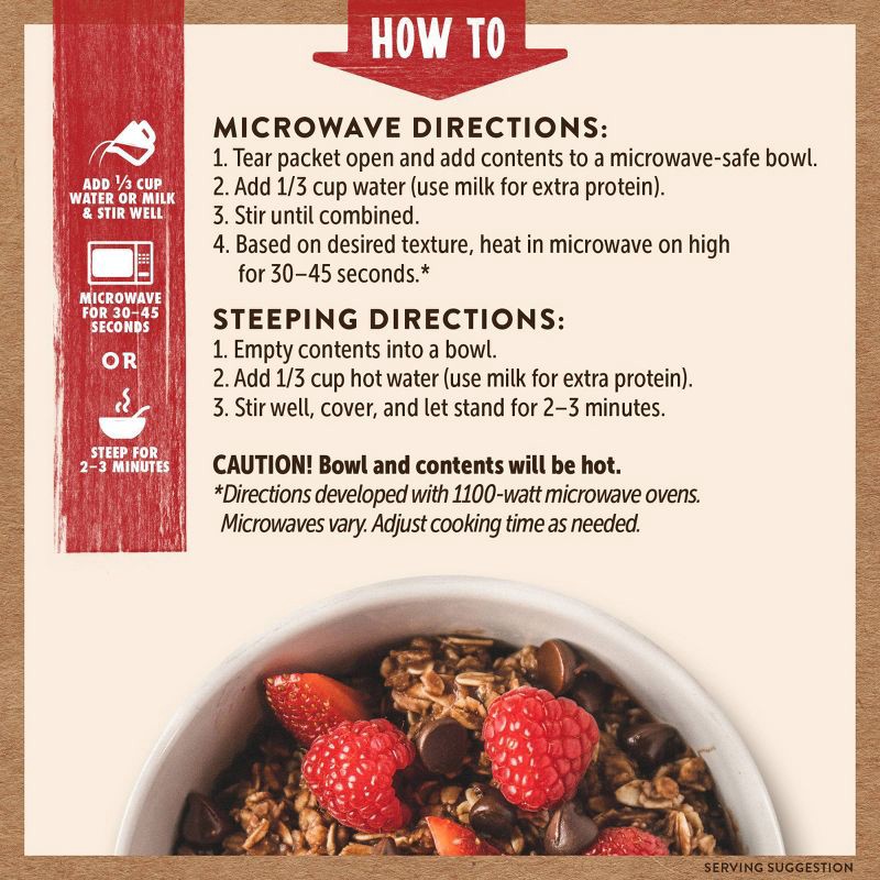 slide 6 of 7, Kodiak Cakes Kodiak Protein-Packed Instant Oatmeal Chocolate Chip - 6ct, 6 ct