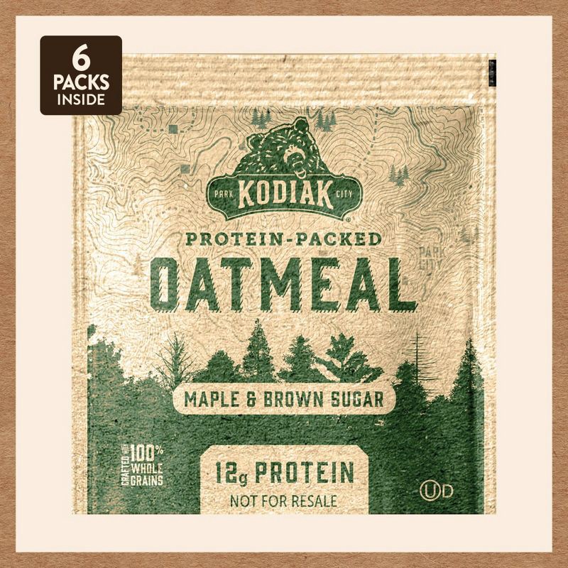 slide 4 of 7, Kodiak Cakes Kodiak Protein-Packed Instant Oatmeal Maple & Brown Sugar - 6ct, 6 ct