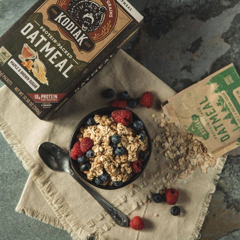 slide 7 of 7, Kodiak Cakes Kodiak Protein-Packed Instant Oatmeal Maple & Brown Sugar - 6ct, 6 ct