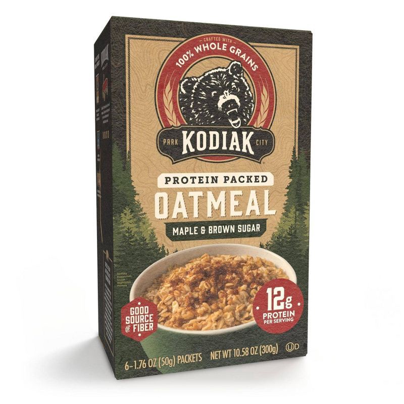 slide 1 of 7, Kodiak Cakes Kodiak Protein-Packed Instant Oatmeal Maple & Brown Sugar - 6ct, 6 ct