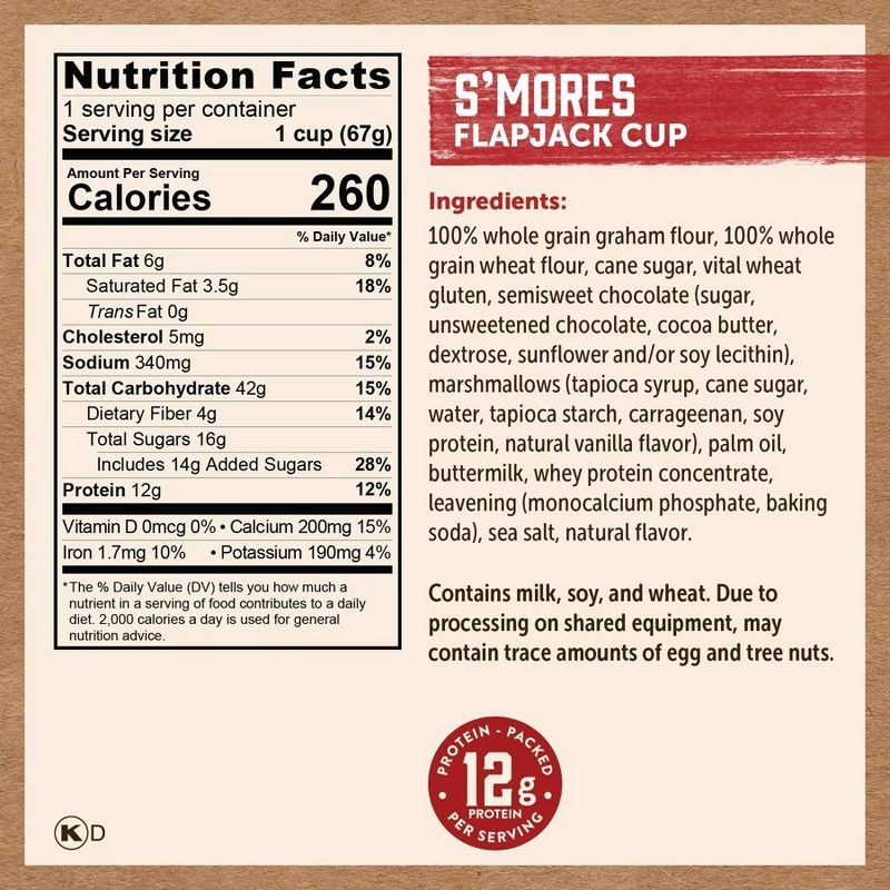 slide 3 of 6, Kodiak Cakes Protein-Packed Single-Serve Flapjack Cup S'mores - 2.36oz, 2.36 oz