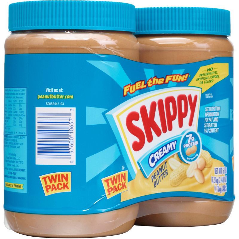 slide 2 of 5, Skippy Creamy Peanut Butter Twin Pack - 80oz / 2pk, 80 oz, 2 ct