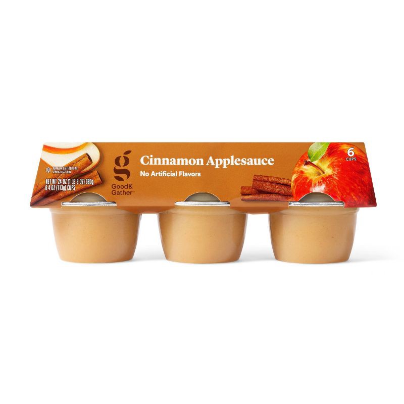 slide 1 of 3, Cinnamon Applesauce Cups - 6ct - Good & Gather™, 6 ct