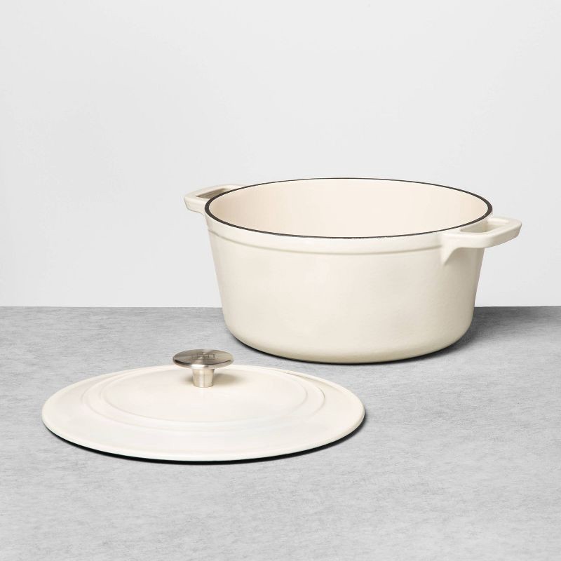 slide 2 of 6, Hearth & Hand with Magnolia 5qt Enameled Cast Iron Dutch Oven Cream - Hearth & Hand™ with Magnolia, 5 qt