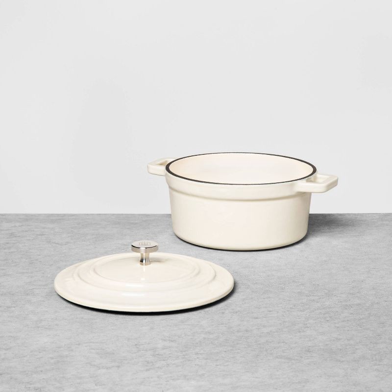 slide 2 of 3, Hearth & Hand with Magnolia .5qt Enameled Cast Iron Mini Dutch Oven Cream - Hearth & Hand™ with Magnolia: Stovetop Safe, Hand Washable, Oven-Safe Lid, .5 qt