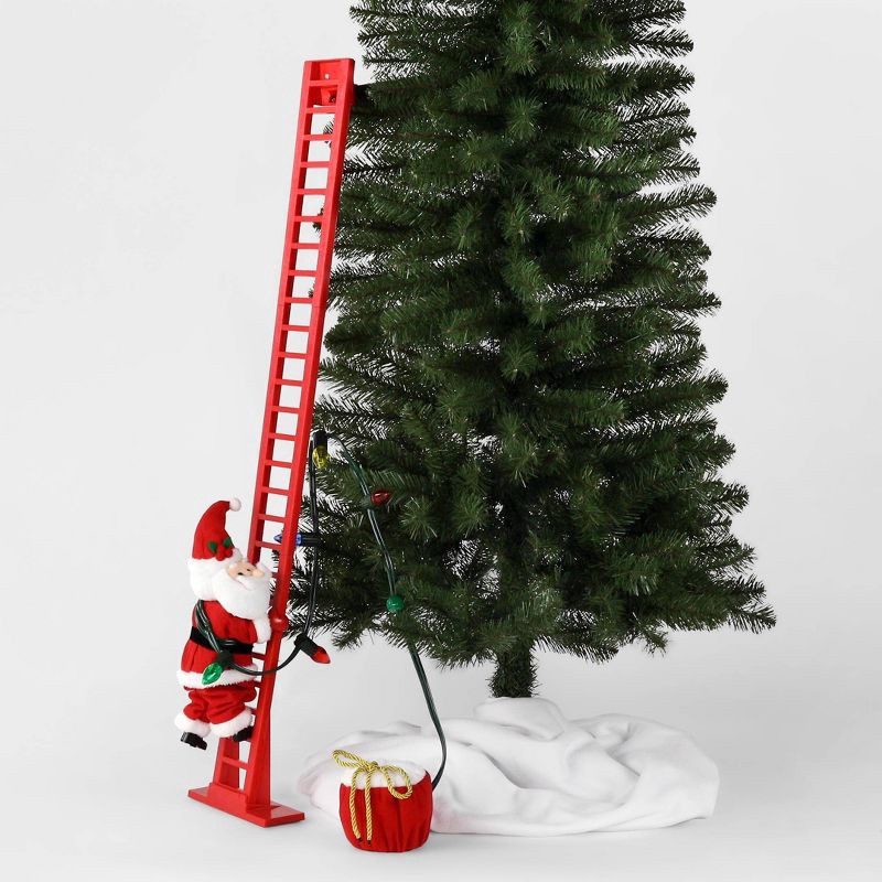 slide 1 of 4, Large Climbing Santa Decorative Christmas Figurine Red - Wondershop™: Animated, Musical, Indoor Display, 1 ct