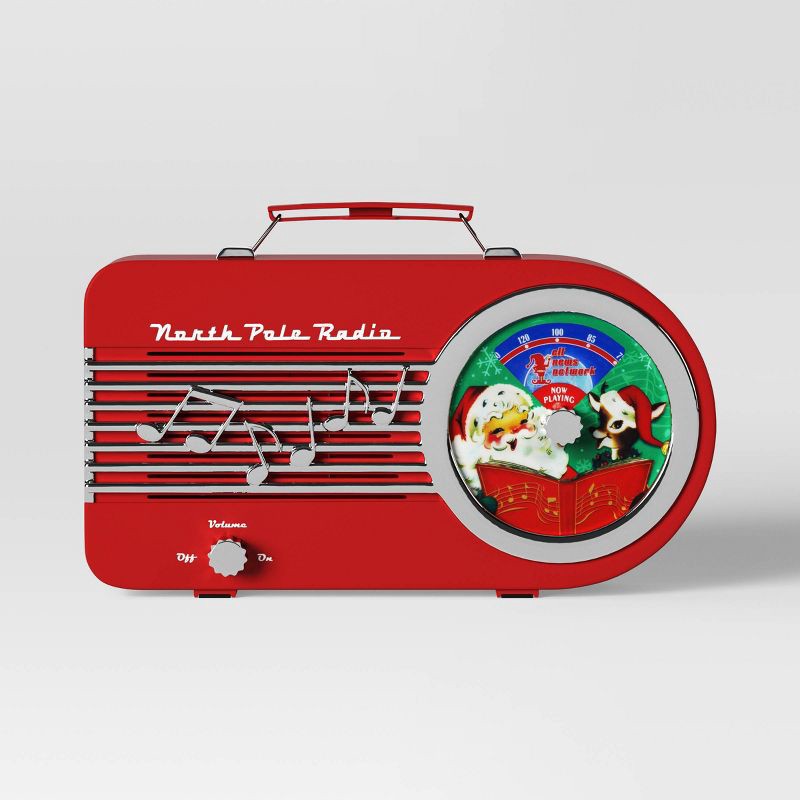 slide 3 of 3, 6" Retro North Pole Radio Decorative Christmas Figurine Red - Wondershop™: Santa, Reindeer, Music, Indoor Holiday Decor, 1 ct