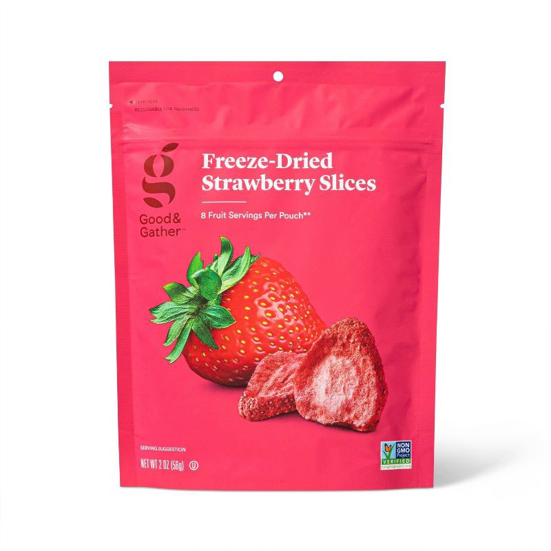 slide 1 of 3, Freeze Dried Strawberry Slices - 2oz - Good & Gather™, 2 oz