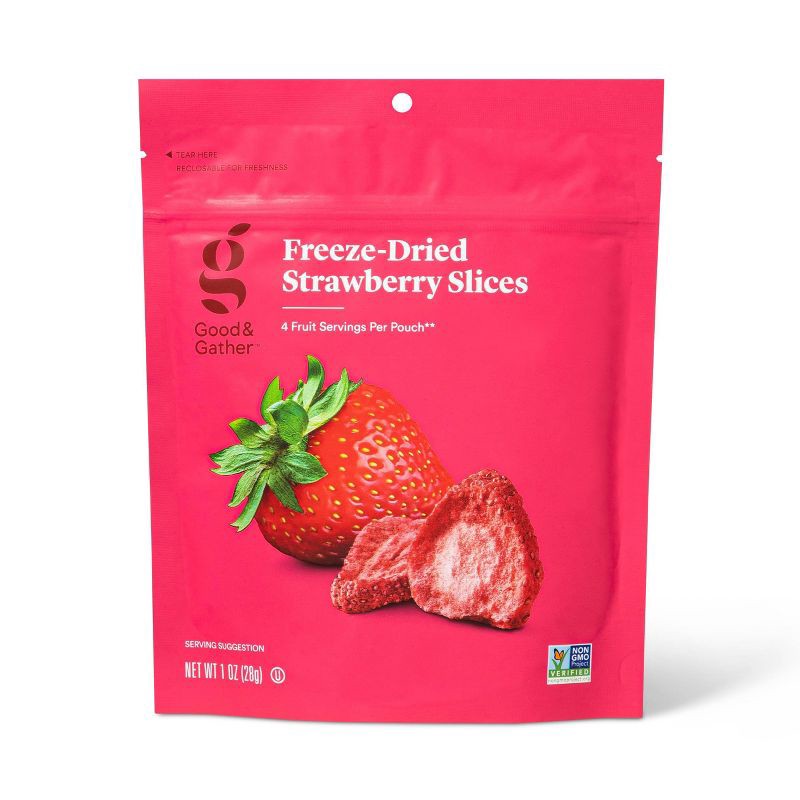 slide 1 of 3, Freeze Dried Strawberry Slices - 1oz - Good & Gather™, 1 oz