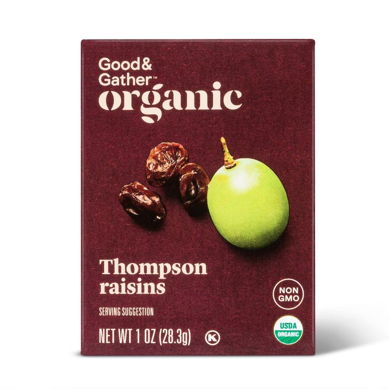 slide 2 of 2, 6pk Organic Thompson Raisins - 6oz/6ct - Good & Gather™, 6 ct, 6 oz, 6 ct