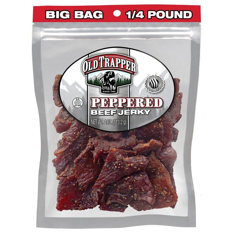 slide 1 of 4, Old Trapper Peppered Beef Jerky - 4oz, 4 oz