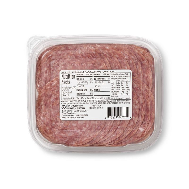 slide 2 of 3, Uncured Hard Salami Ultra-Thin Deli Slices - 7oz - Good & Gather™, 7 oz