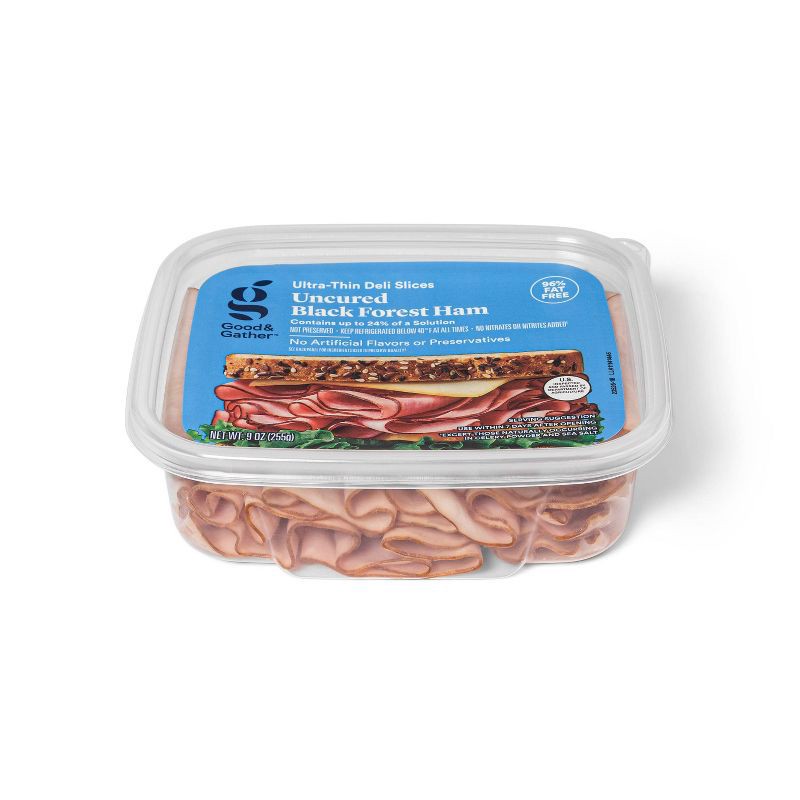 slide 2 of 3, Uncured Black Forest Ham Ultra-Thin Deli Slices - 9oz - Good & Gather™, 9 oz