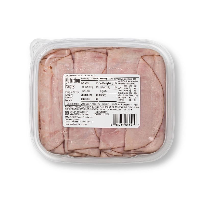 slide 3 of 3, Uncured Black Forest Ham Ultra-Thin Deli Slices - 9oz - Good & Gather™, 9 oz