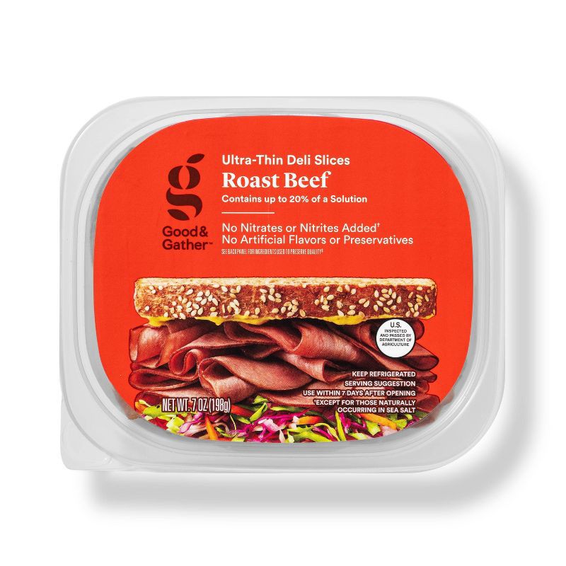 slide 1 of 3, Roast Beef Ultra-Thin Deli Slices - 7oz - Good & Gather™, 7 oz