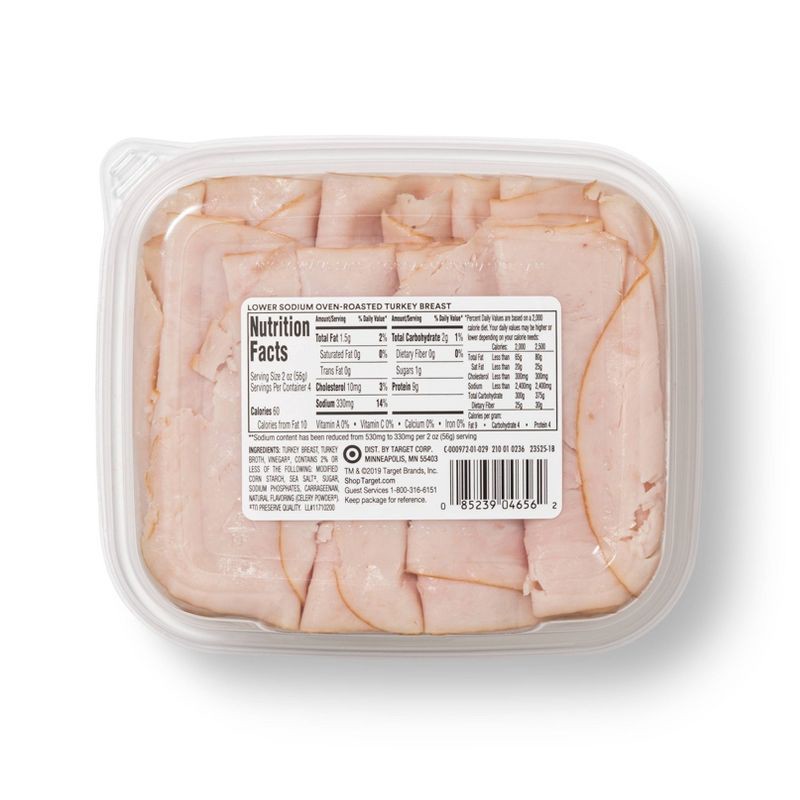 slide 3 of 3, Lower Sodium Oven Roasted Turkey Breast Ultra-Thin Deli Slices - 8oz - Good & Gather™, 8 oz