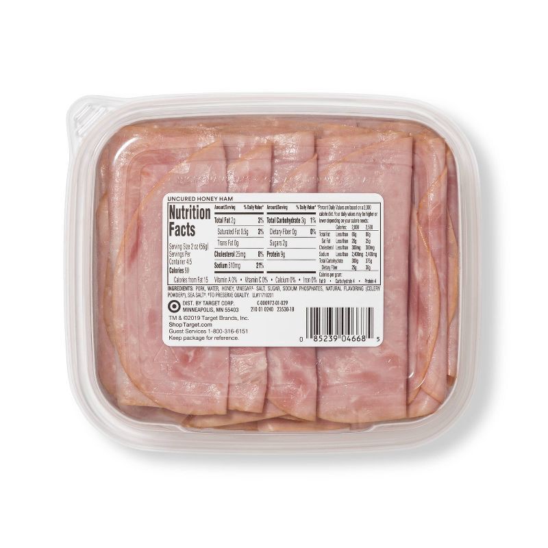 slide 3 of 3, Uncured Honey Ham Ultra-Thin Deli Slices - 9oz - Good & Gather™, 9 oz
