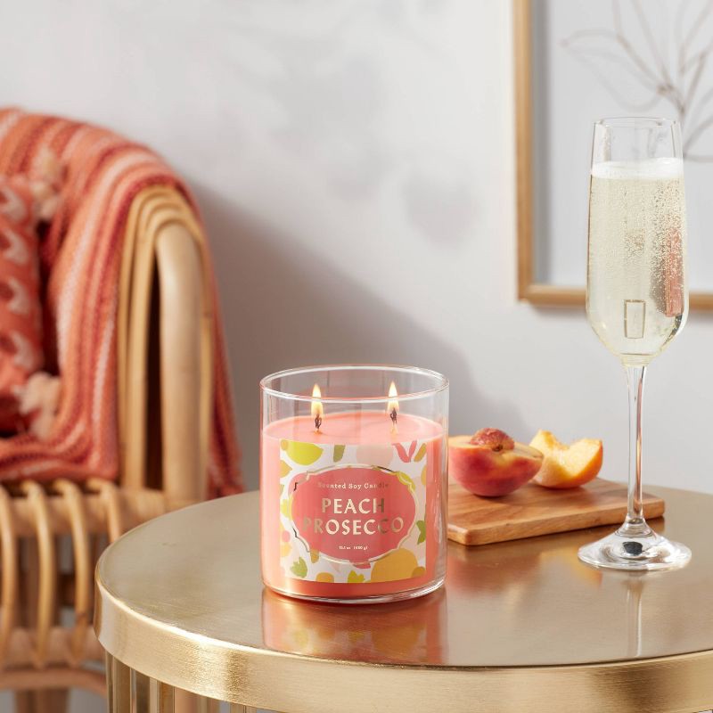 slide 2 of 3, 15.1oz Lidded Glass Jar 2-Wick Candle Peach Prosecco - Opalhouse™, 15.1 oz
