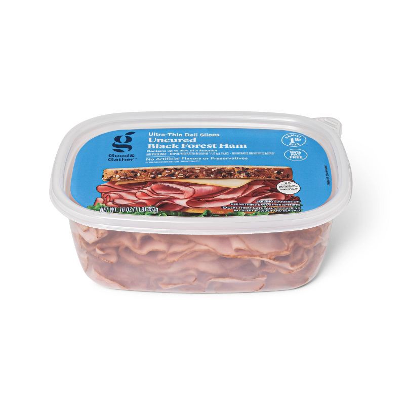 slide 2 of 3, Uncured Black Forest Ham Ultra-Thin Deli Slices - 16oz - Good & Gather™, 16 oz