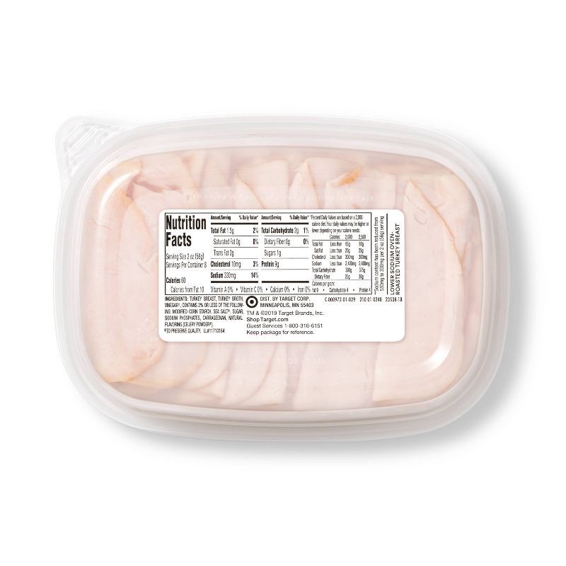 slide 3 of 3, Lower Sodium Oven Roasted Turkey Breast Ultra-Thin Deli Slices - 16oz - Good & Gather™, 16 oz