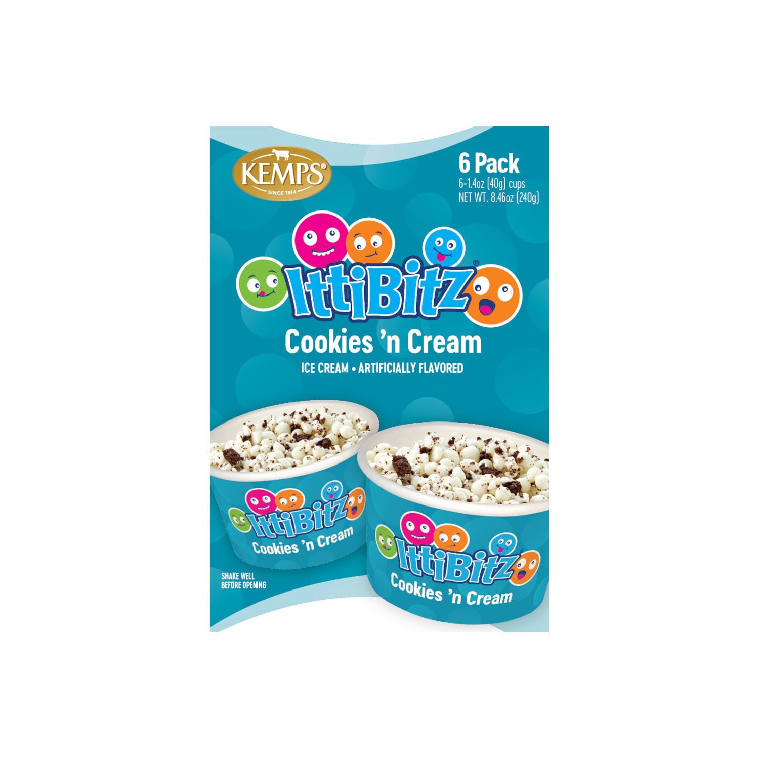 slide 1 of 1, Kemps IttiBitz Cookies 'n Cream Ice Cream 6 - 1.41 oz Cups, 6 ct