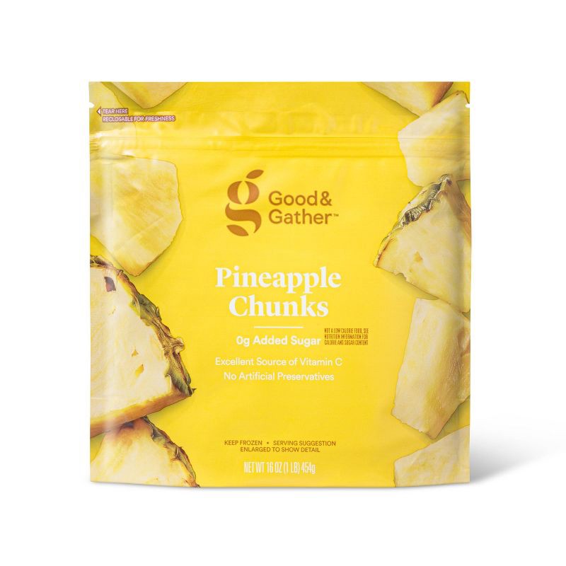 slide 1 of 3, Frozen Pineapple Fruit Chunks - 16oz - Good & Gather™, 16 oz