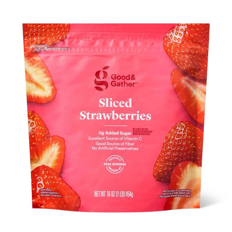 slide 1 of 4, Frozen Sliced Strawberries - 16oz - Good & Gather™, 16 oz