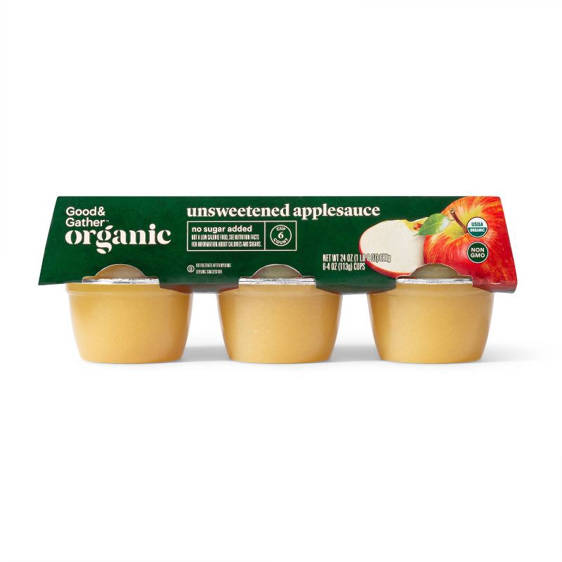 slide 1 of 3, Organic Unsweetened Applesauce Cups - 6ct - Good & Gather™, 6 ct