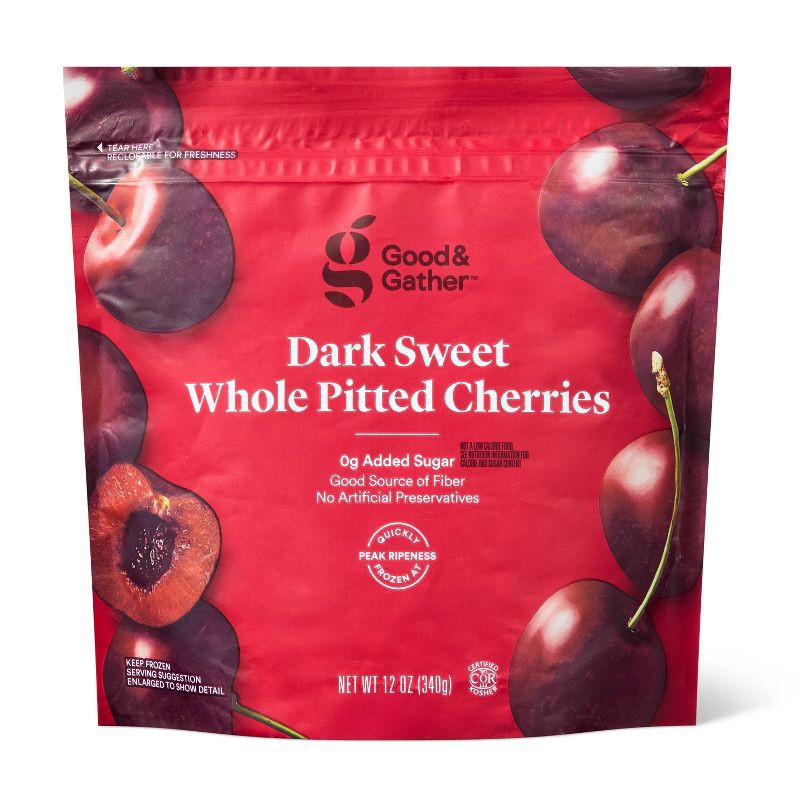 slide 1 of 5, Frozen Dark Sweet Whole Pitted Cherries - 12oz - Good & Gather™, 12 oz