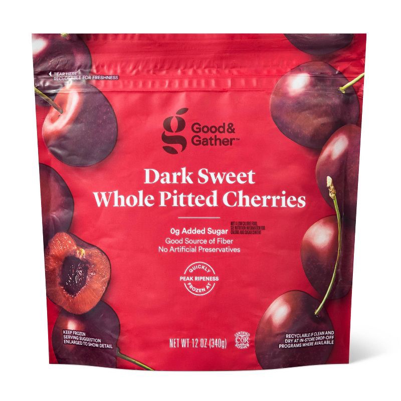 slide 1 of 3, Frozen Dark Sweet Whole Pitted Cherries - 12oz - Good & Gather™, 12 oz