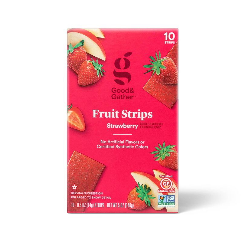 slide 1 of 3, Strawberry Fruit Strips - 5oz/10ct - Good & Gather™, 5 oz, 10 ct