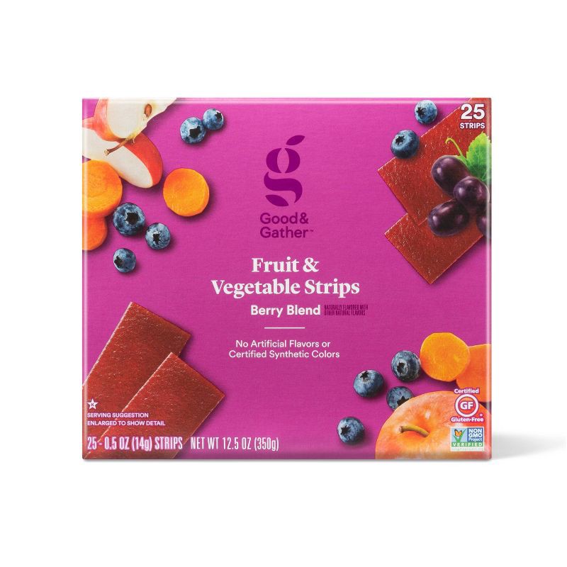 slide 1 of 3, Berry Blend Fruit and Veggie Strips - 12.5oz/25ct - Good & Gather™, 25 ct; 12.5 oz